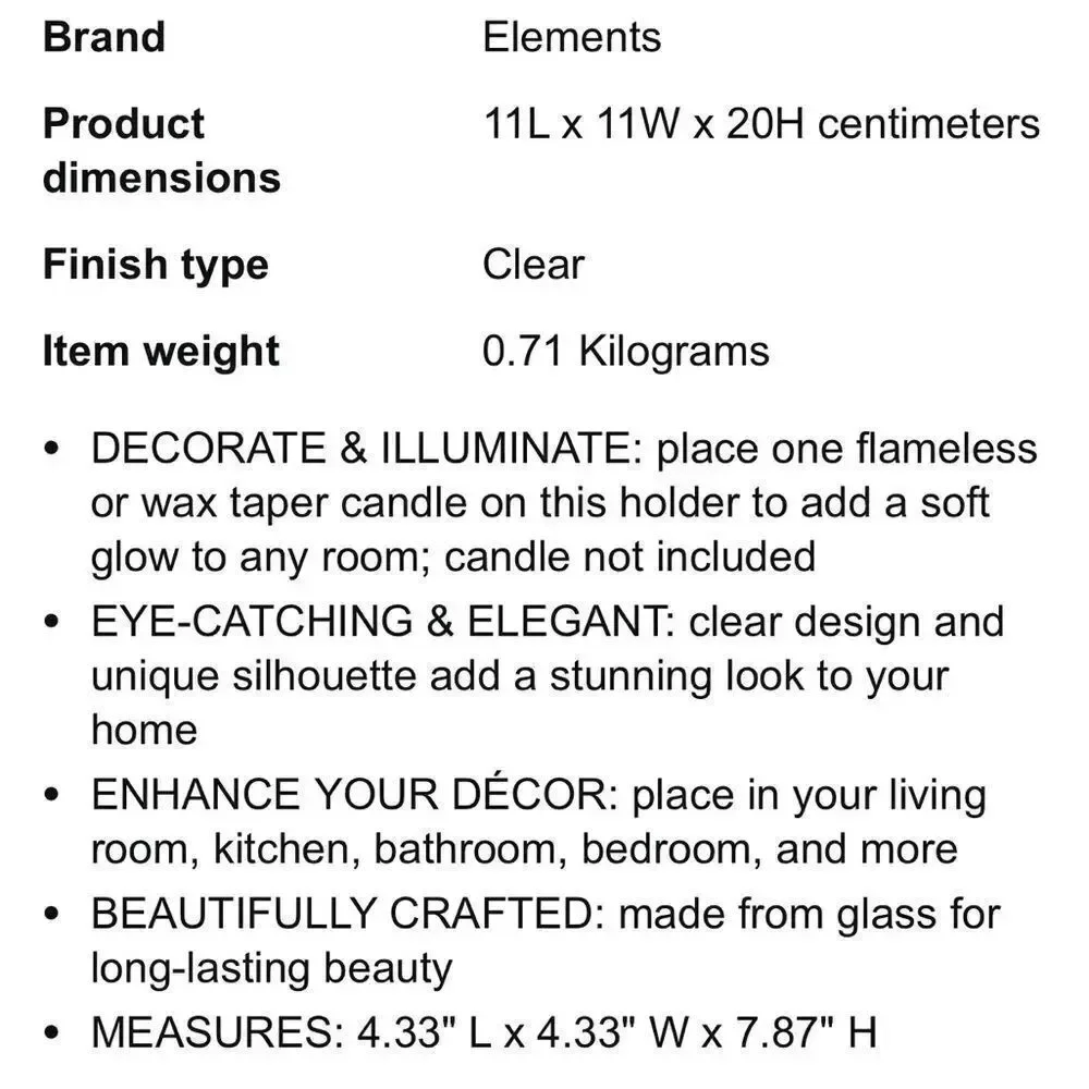 Elements Clear Glass Rounded Tiered Taper Candle Holder